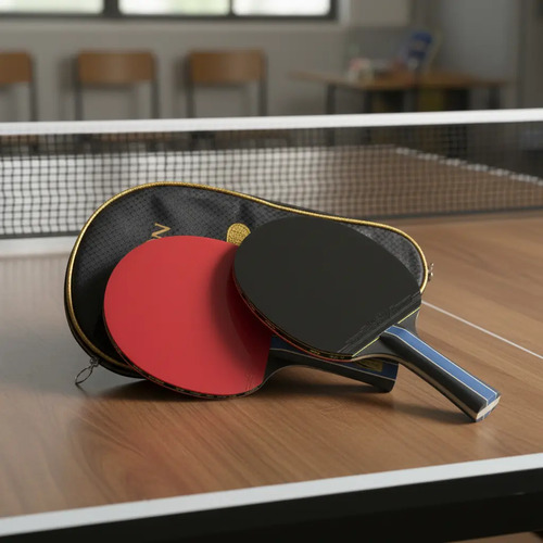 Raquete De Ping Pong Huieson 4 Stars - Cabo Conforto C/ Case Azul An (anatômico) - Imagem 1